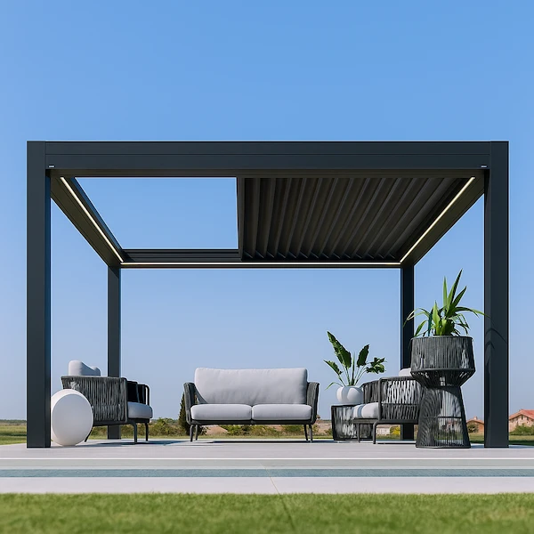 bioclimática retráctil 3x5 negra