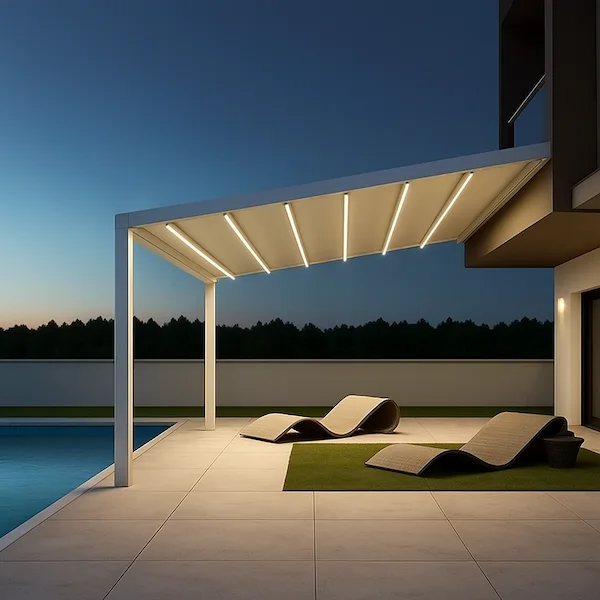 pérgola adosada lona 3x3