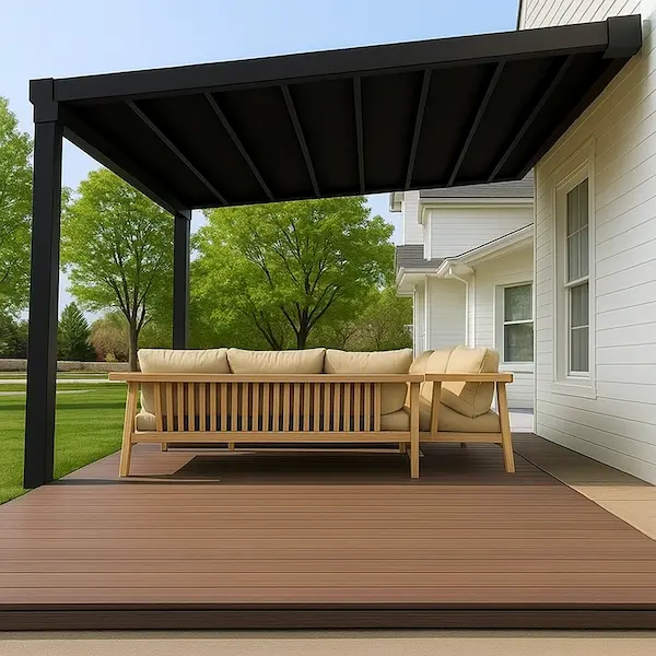 pérgola adosada negra pequeña