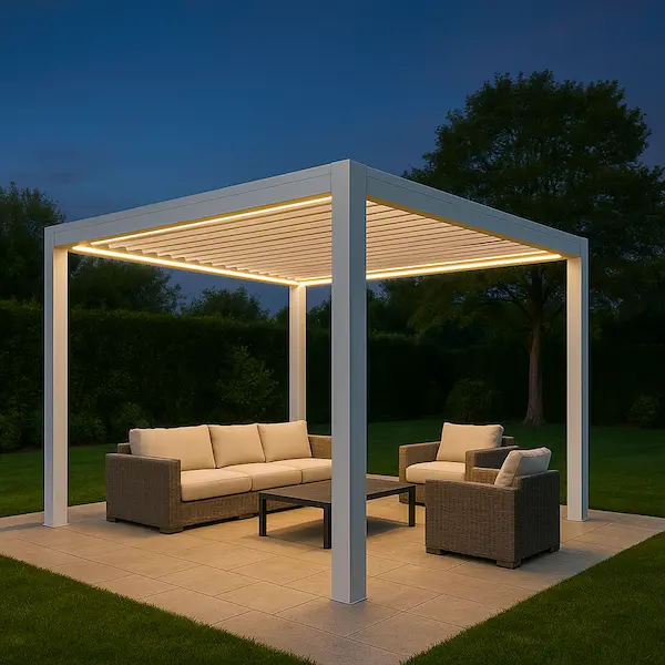pérgola jardín 4x4 noche