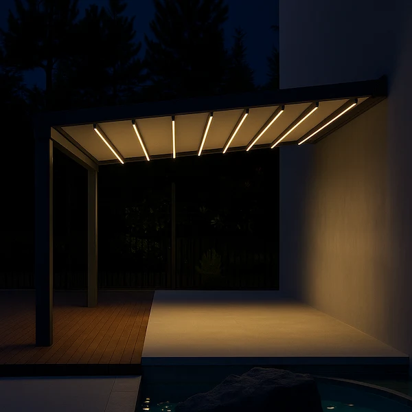 pérgola lona tensada led
