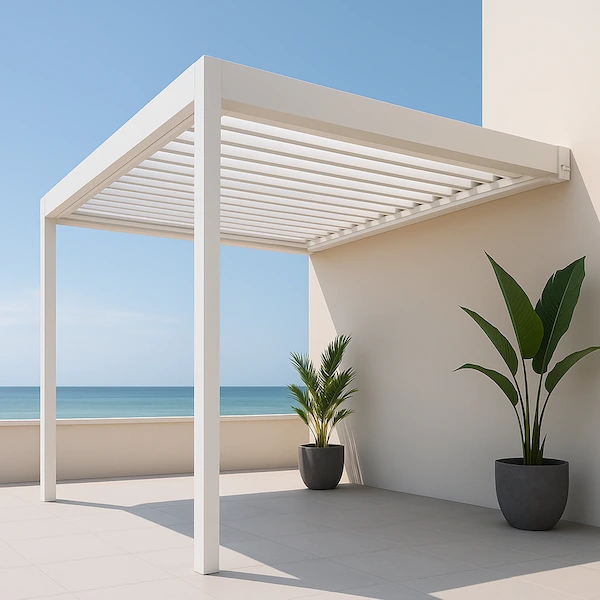 pérgola ori 2×3 lamas orientables blanca