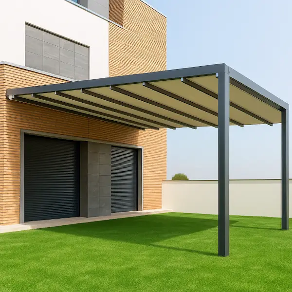 pérgola tensada jardín