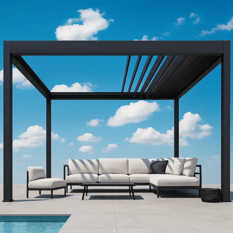 pérgola negra 4x4 retráctil